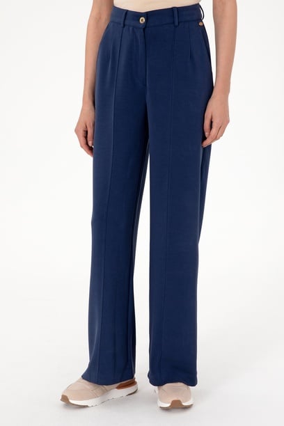 Kadın Lacivert Modal Karışımlı Loose Fit Örme Pantolon