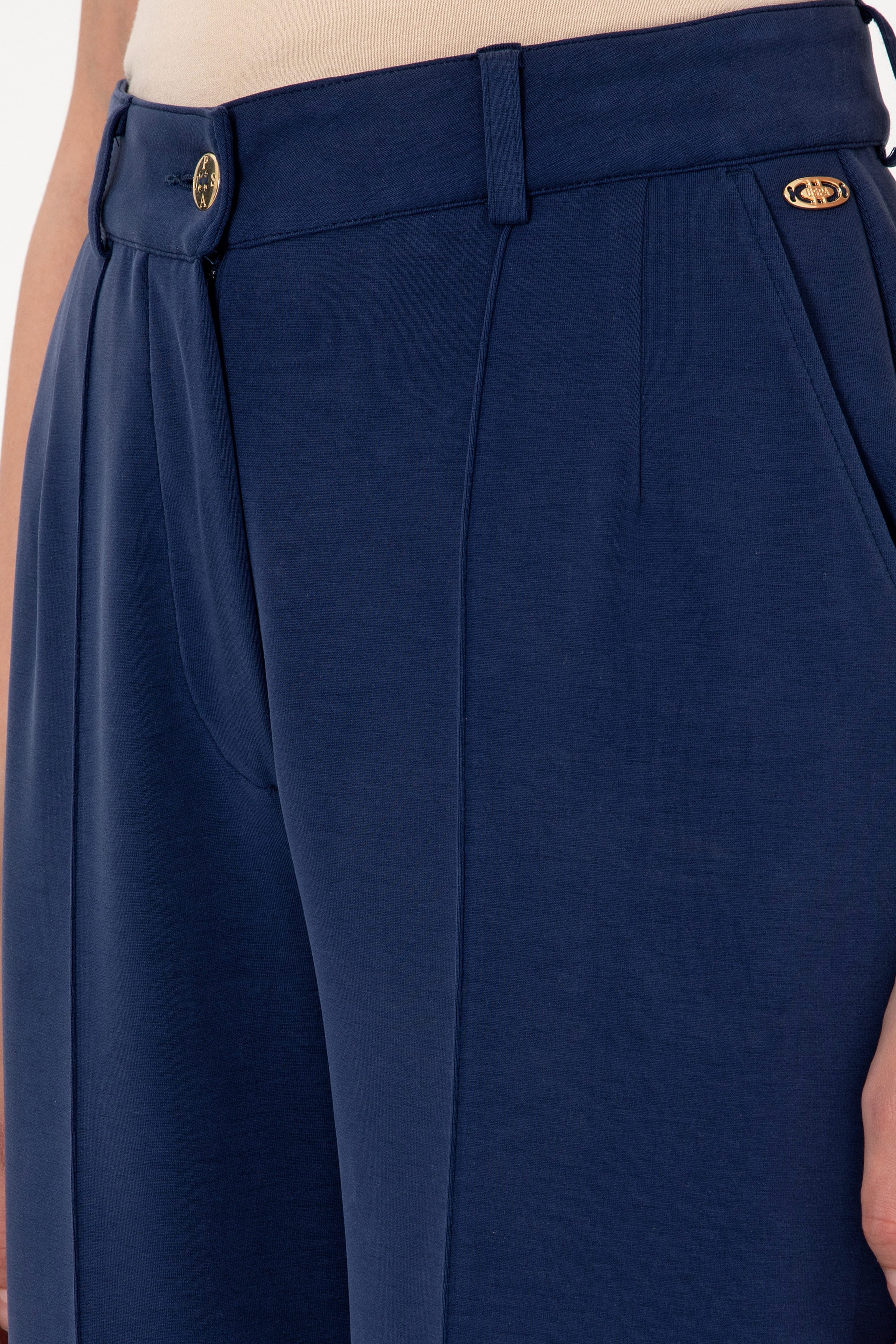 Kadın Lacivert Modal Karışımlı Loose Fit Örme Pantolon - Image 5
