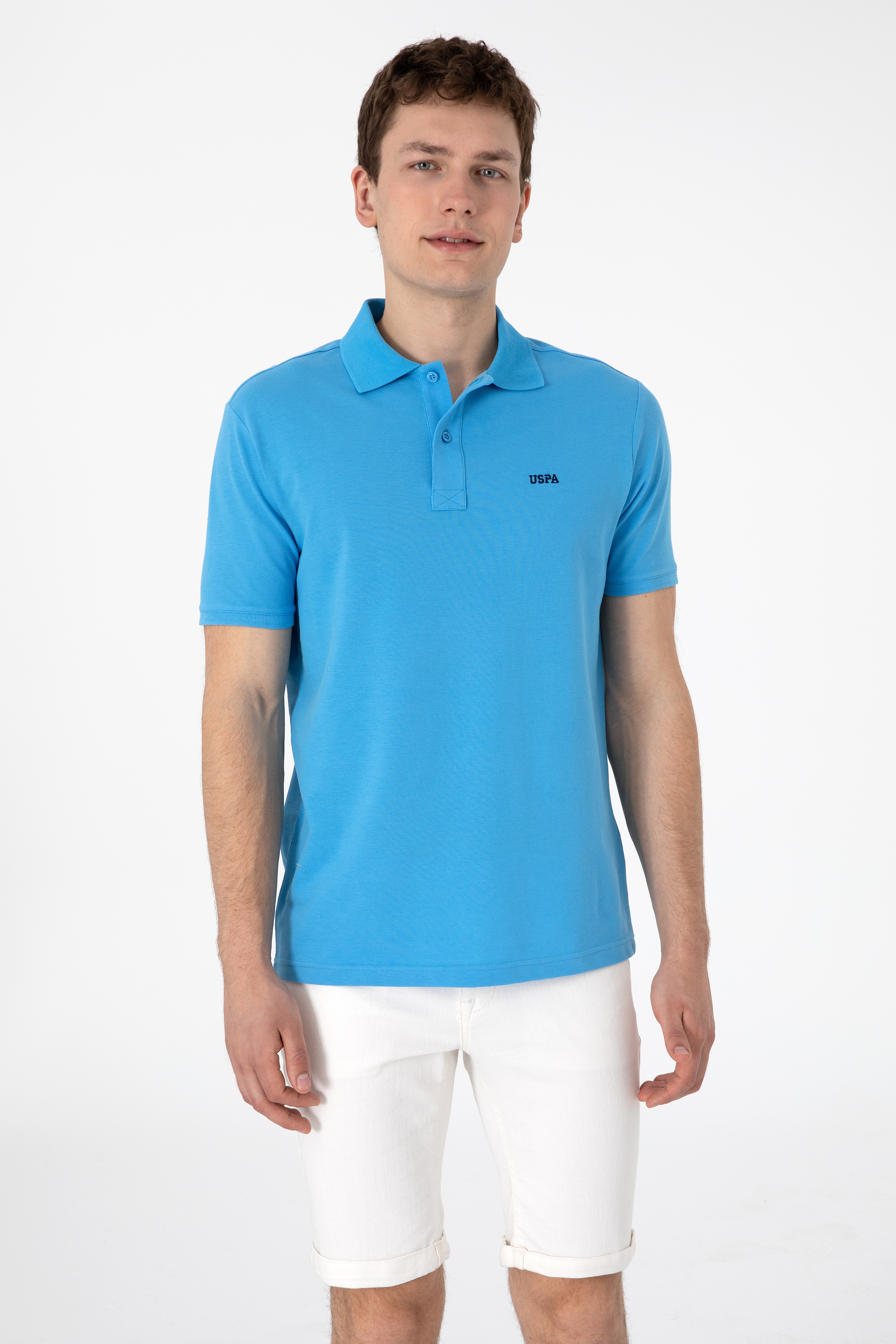 Erkek Regular Fit Polo Yaka Turkuaz Basic Tişört