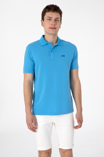 Erkek Regular Fit Polo Yaka Turkuaz Basic Tişört