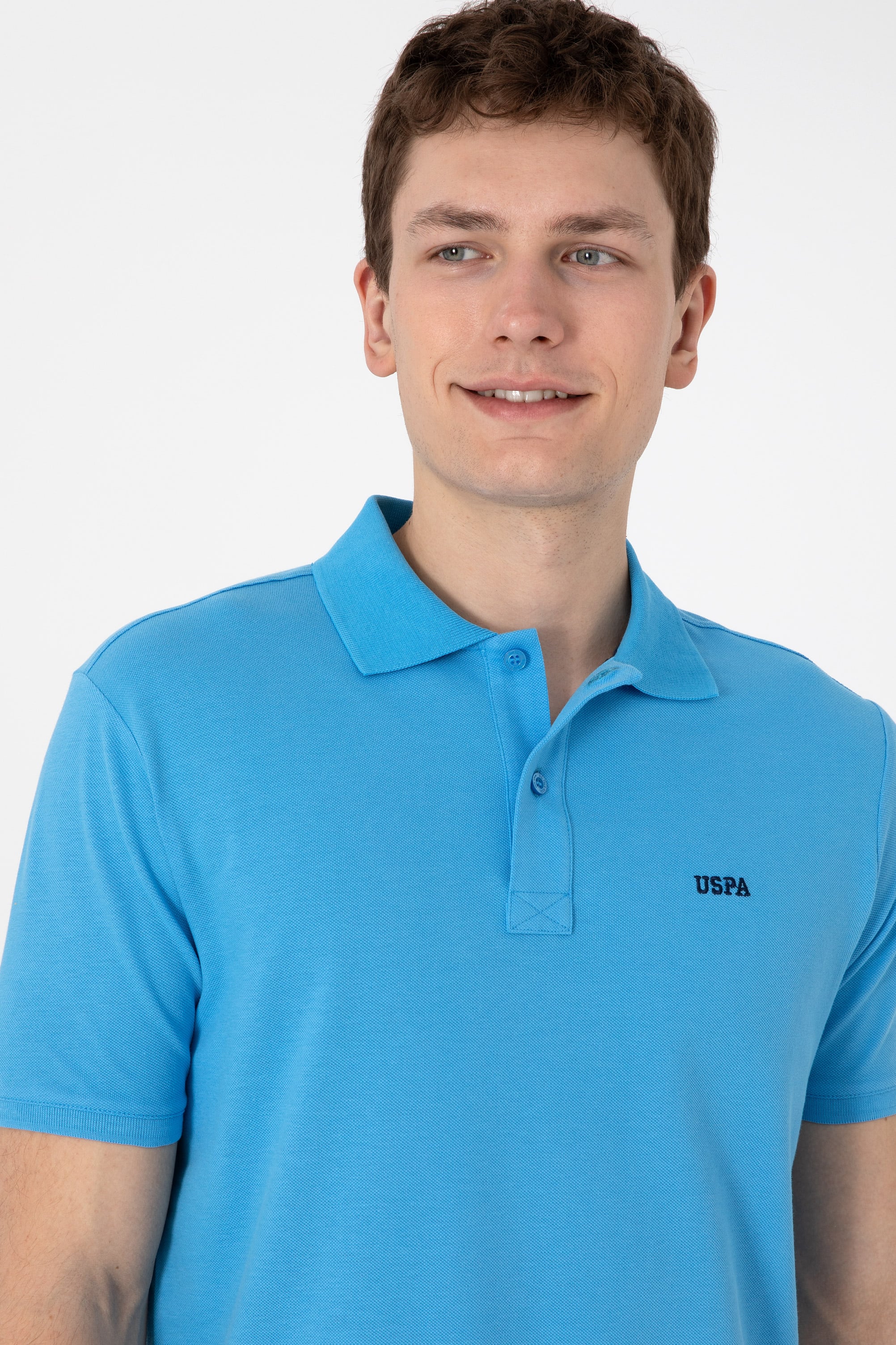 Erkek Regular Fit Polo Yaka Turkuaz Basic Tişört - Image 2