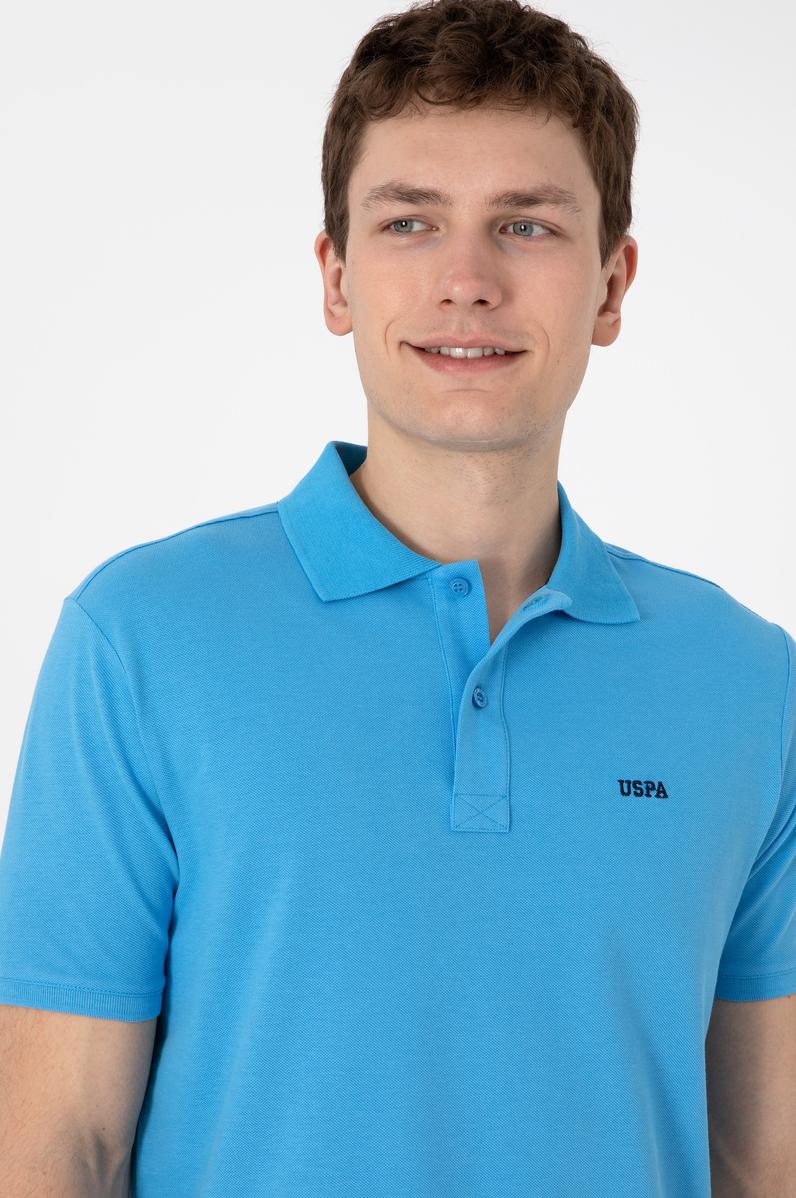 Erkek Regular Fit Polo Yaka Turkuaz Basic Tişört