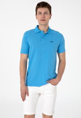 Erkek Regular Fit Polo Yaka Turkuaz Basic Tişört - 50306007311