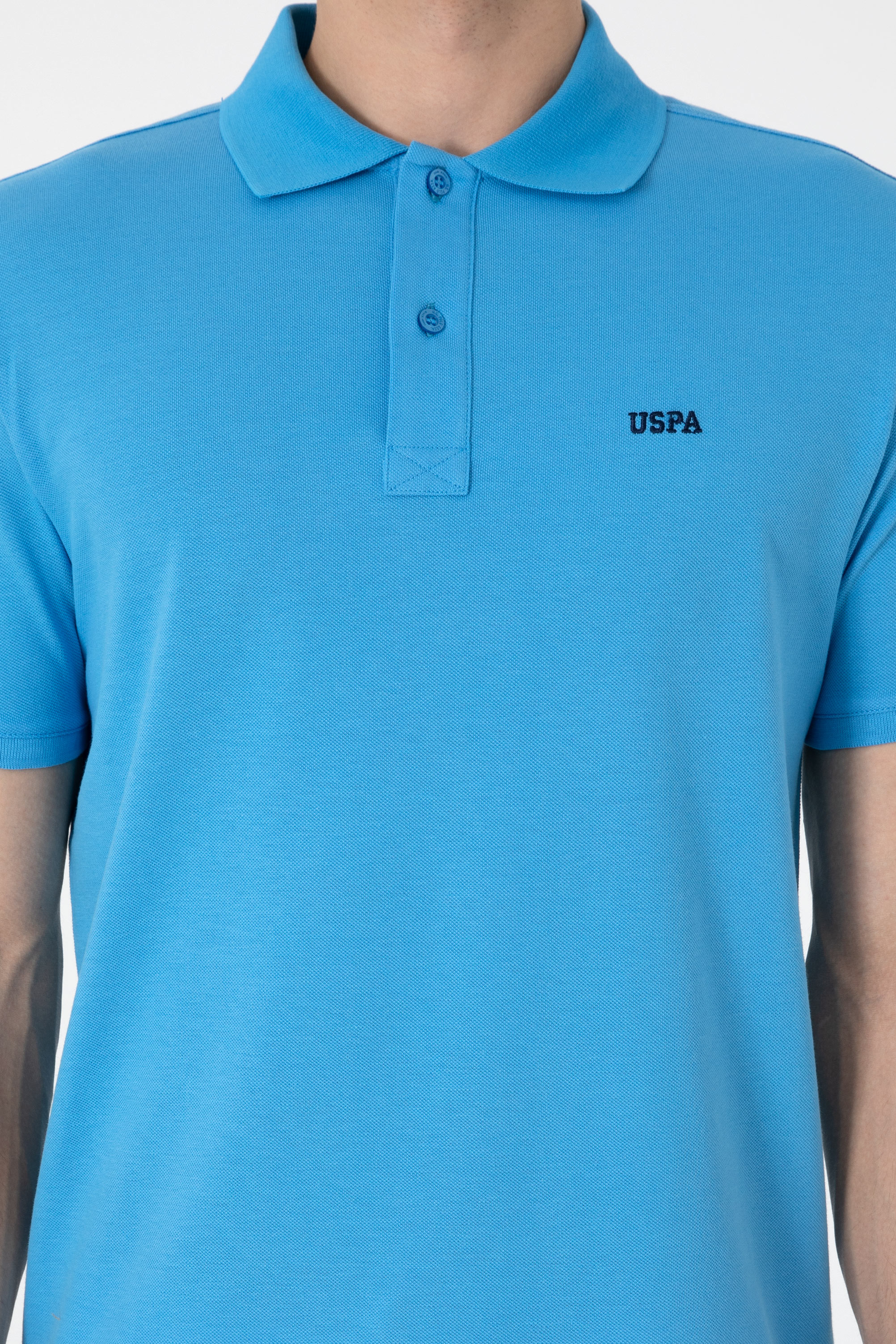 Erkek Regular Fit Polo Yaka Turkuaz Basic Tişört - Image 6