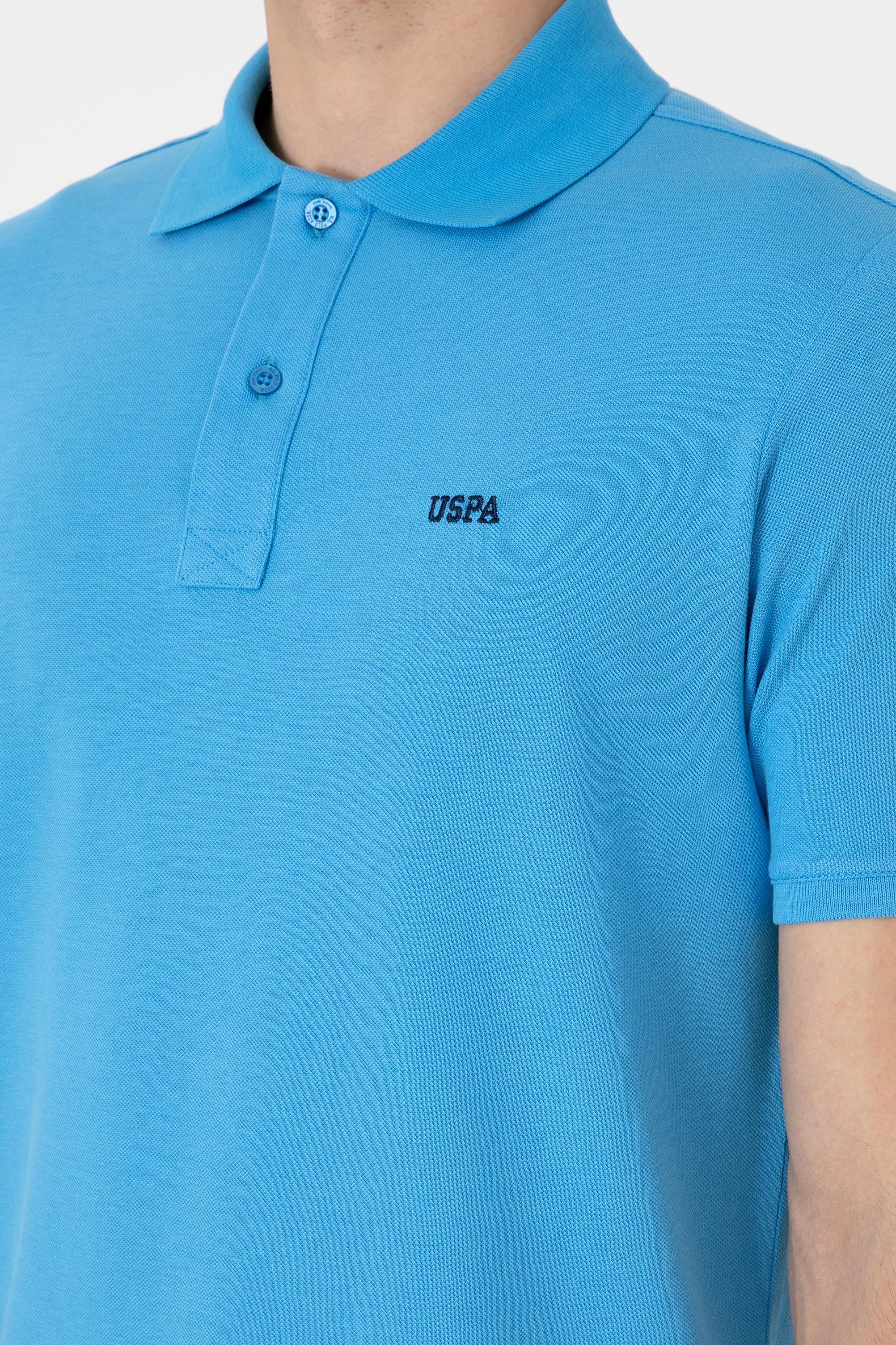 Erkek Regular Fit Polo Yaka Turkuaz Basic Tişört