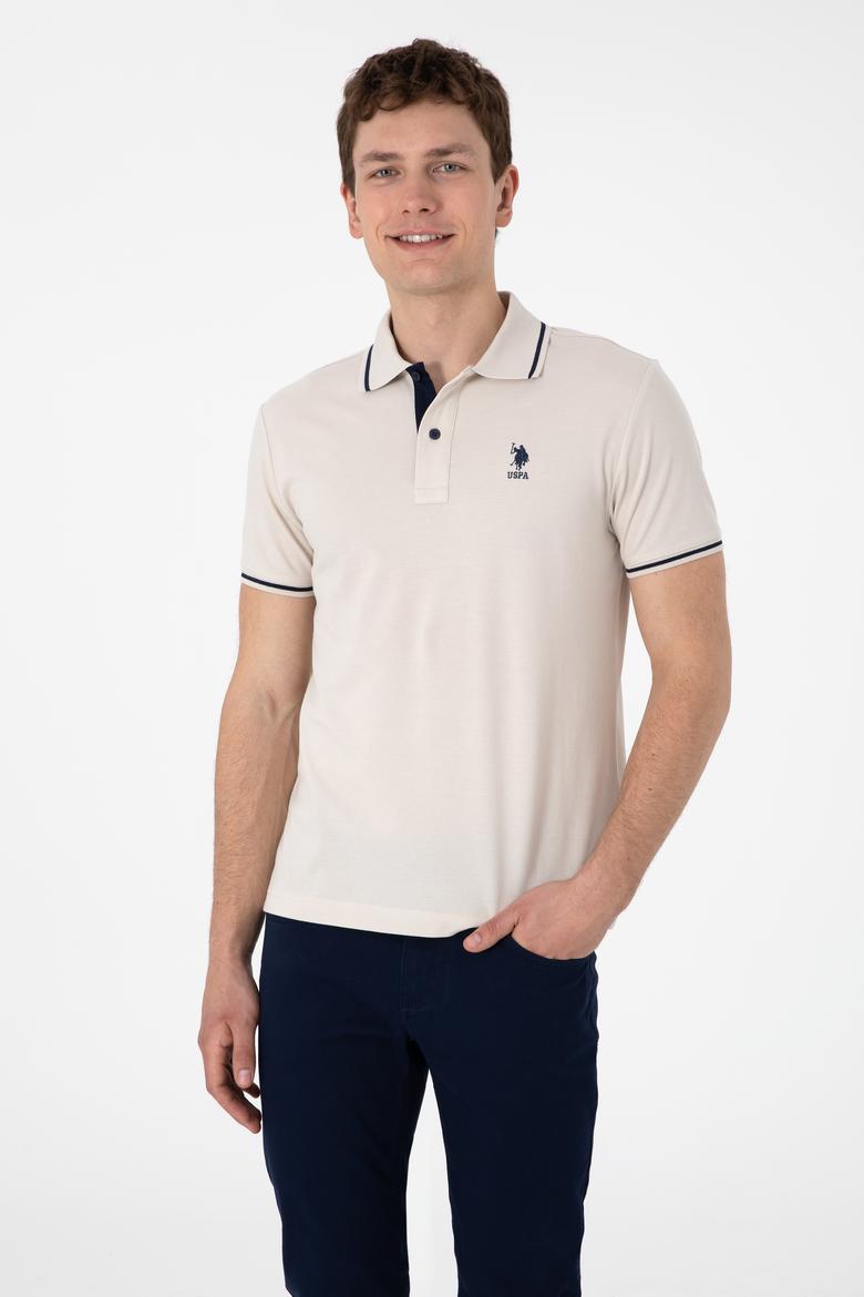Erkek Slim Fit Polo Yaka Taş Basic Tişört