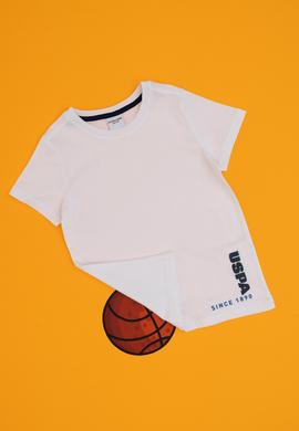 Erkek Çocuk Beyaz Bisiklet Yaka Tişört - 50307140006