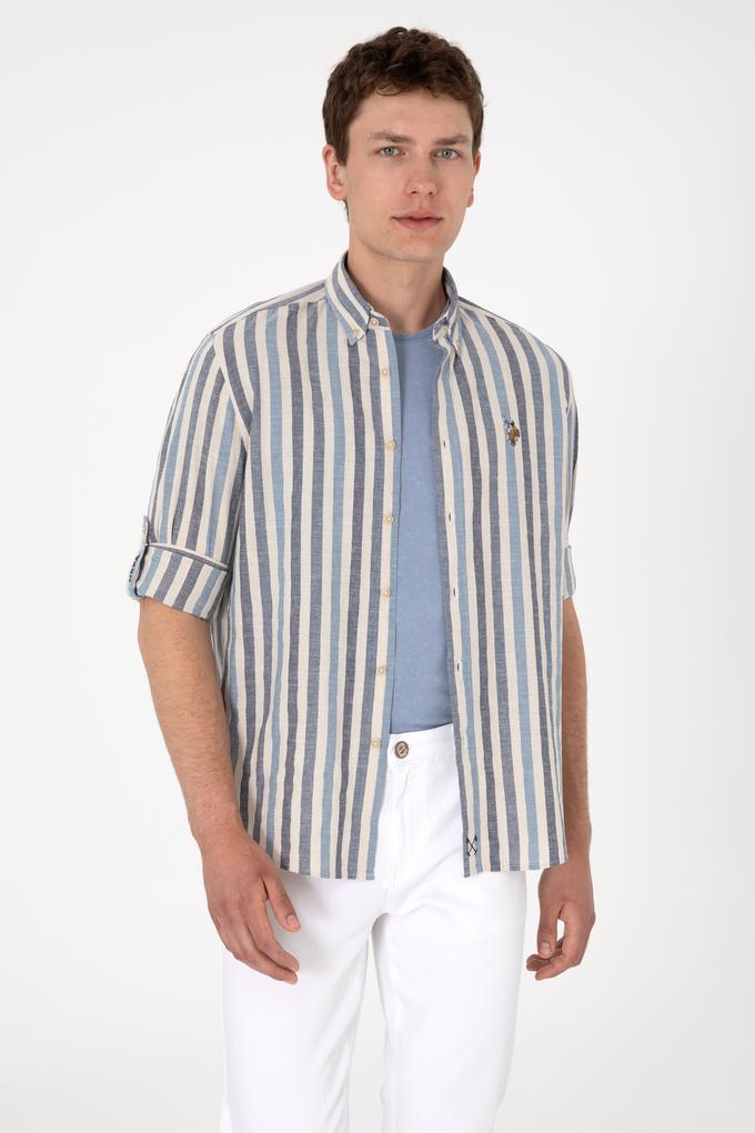 Erkek İndigo Uzun Kollu Gömlek