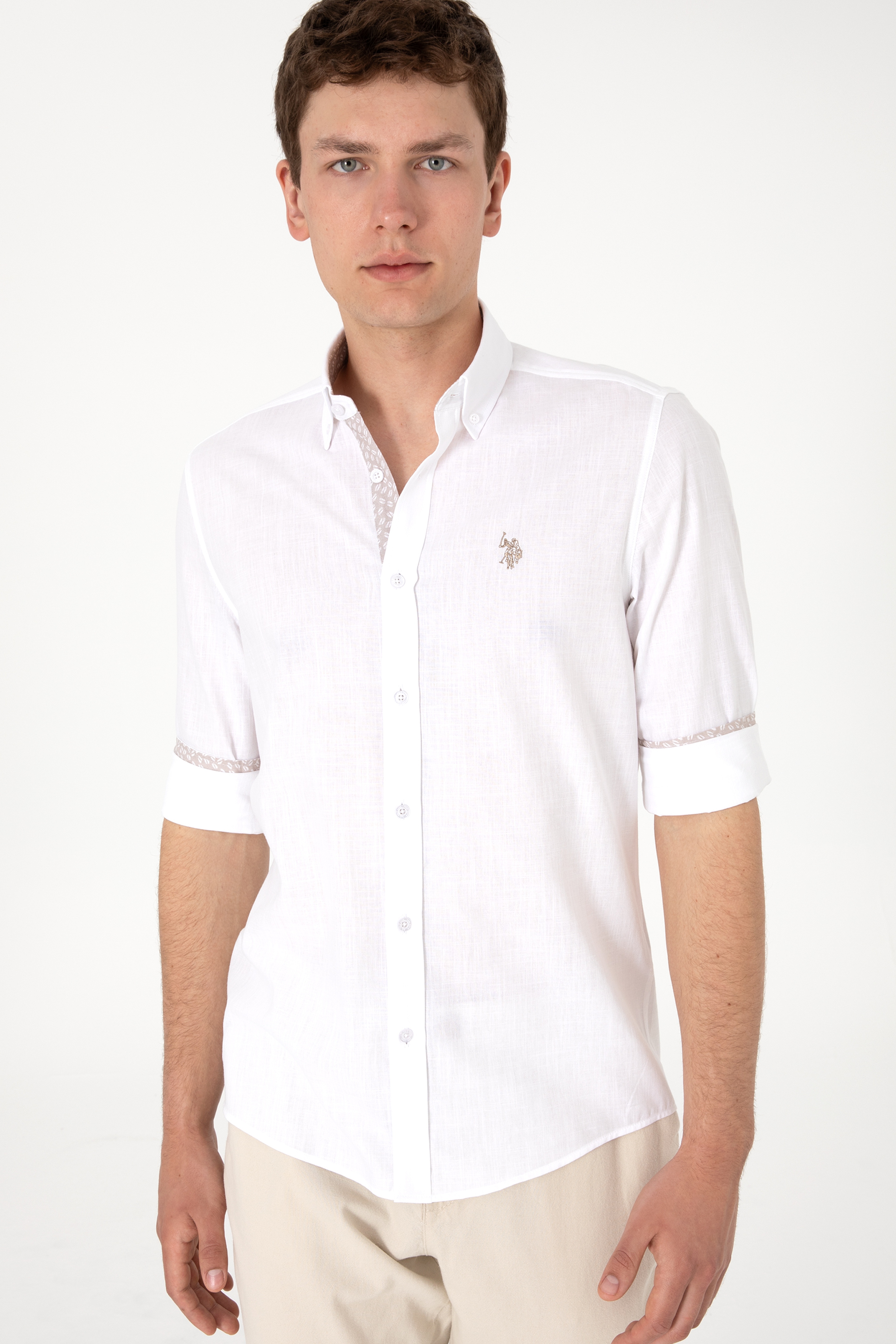 Erkek Beyaz Uzun Kollu Gömlek - Image 3