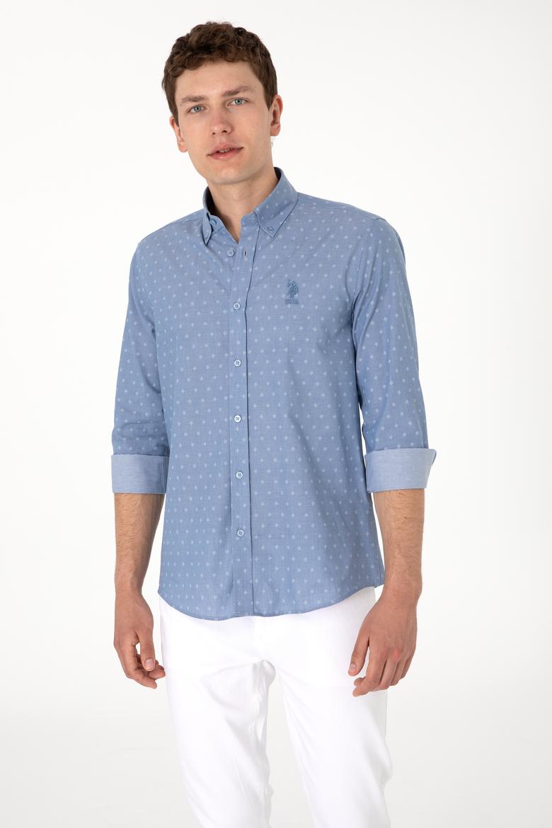 Erkek Mavi Uzun Kollu Gömlek