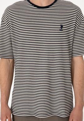 Erkek Comfort Fit Bisiklet Yaka Lacivert Örgü Desenli Tişört - 50300153017