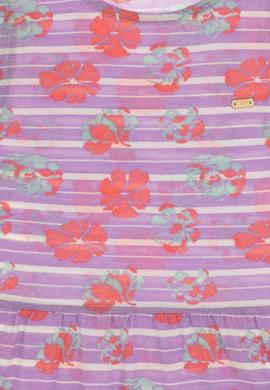 Kız Çocuk Lila Bisiklet Yaka A-Form Desenli Örme Elbise - 50306245013