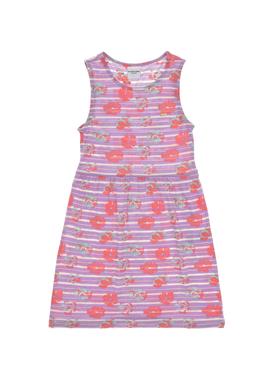 Kız Çocuk Lila Bisiklet Yaka A-Form Desenli Örme Elbise - 50306245013
