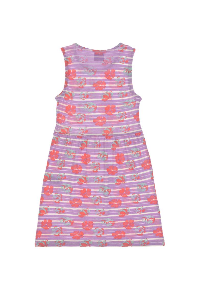 Kız Çocuk Lila Bisiklet Yaka A-Form Desenli Örme Elbise - 50306245013