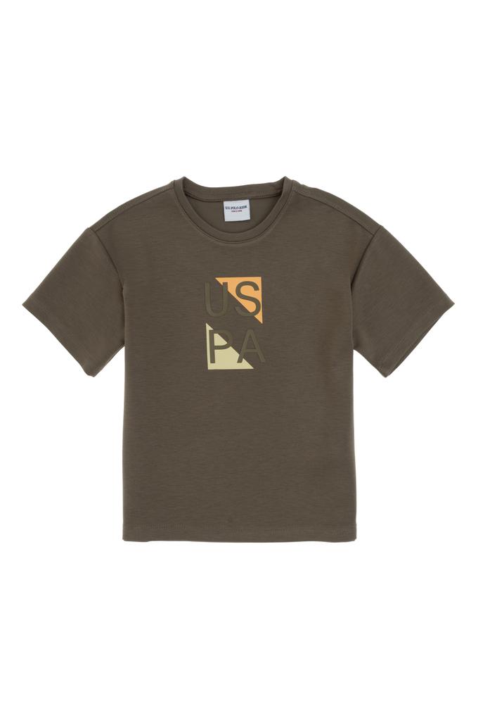 Erkek Çocuk Vizon Comfort Bisiklet Yaka Tişört