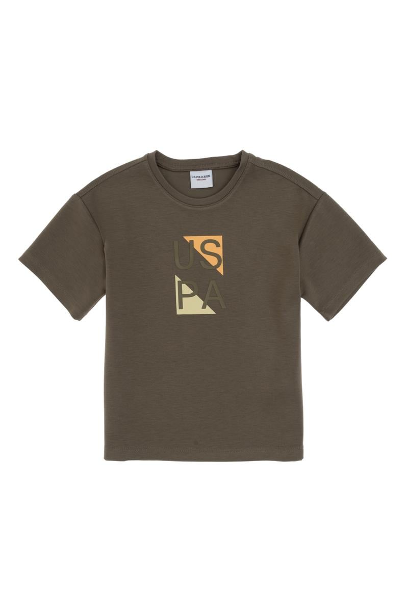 Erkek Çocuk Vizon Comfort Bisiklet Yaka Tişört