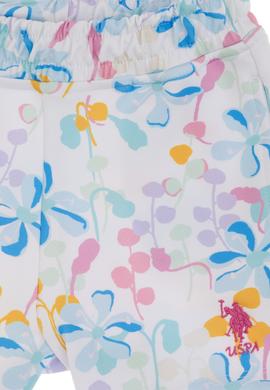Kız Çocuk Beyaz Çiçek Desenli Relax Fit Örme Şort - 50299996003