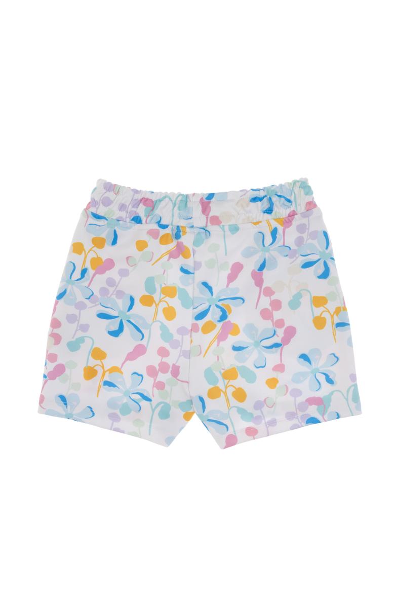 Kız Çocuk Beyaz Çiçek Desenli Relax Fit Örme Şort - 50299996003