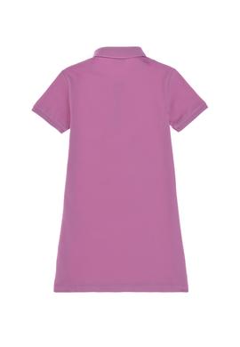 Kız Çocuk Fuşya Polo Yaka Kısa Kol A-Form Basic Örme Elbise - 50299947017