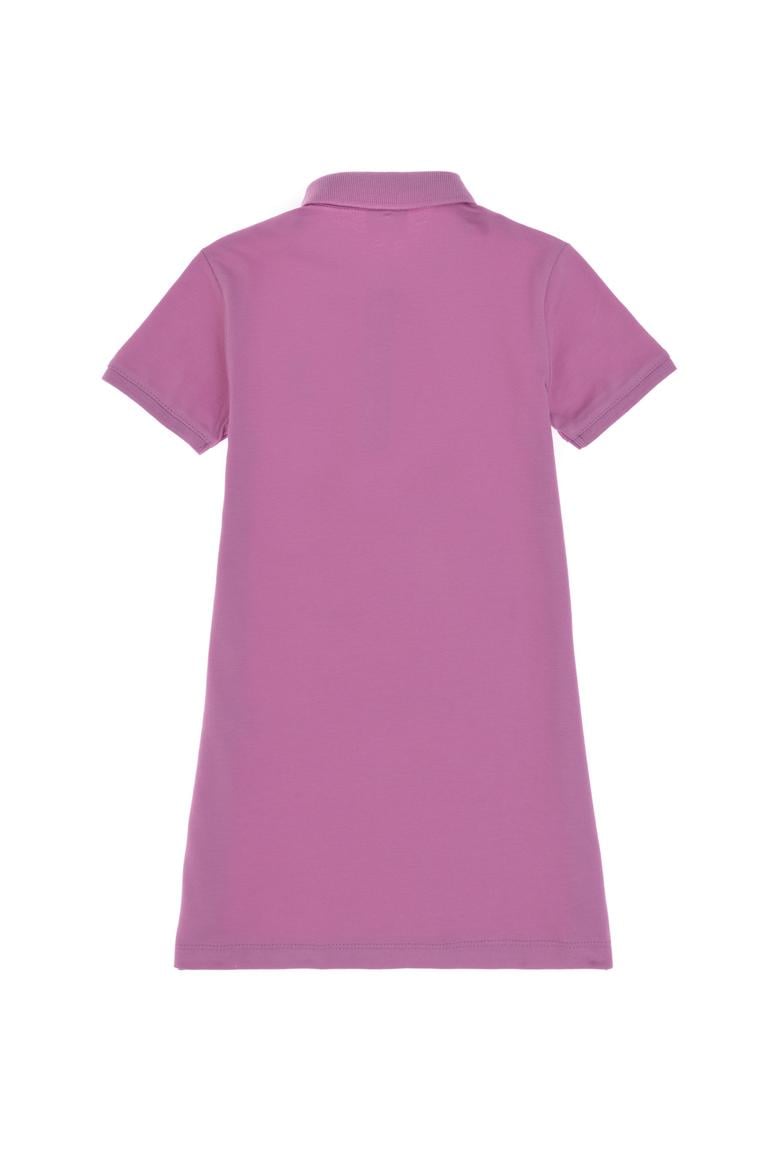 Kız Çocuk Fuşya Polo Yaka Kısa Kol A-Form Basic Örme Elbise - 50299947017