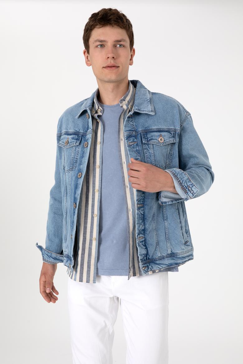 Erkek Açık Mavi Jean Gömlek