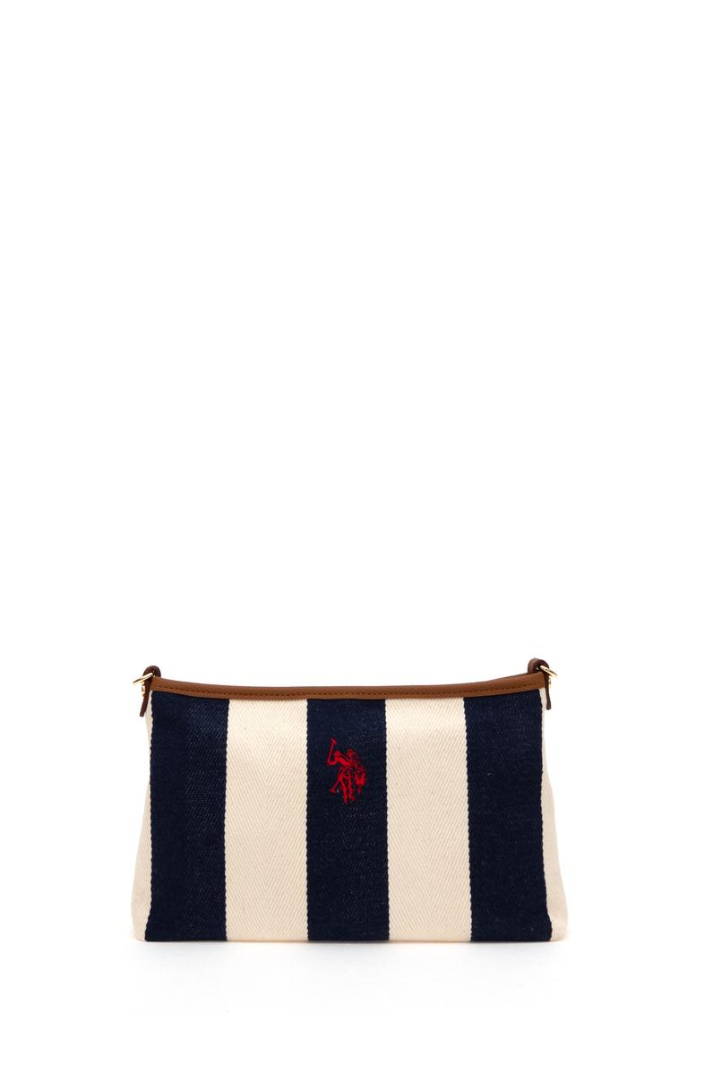 Kadın Lacivert Çizgili Çıkarılabilir Askılı Kanvas El Çantası