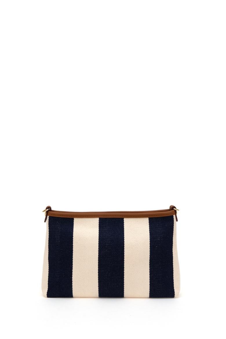 Kadın Lacivert Çizgili Çıkarılabilir Askılı Kanvas El Çantası - 50307120001