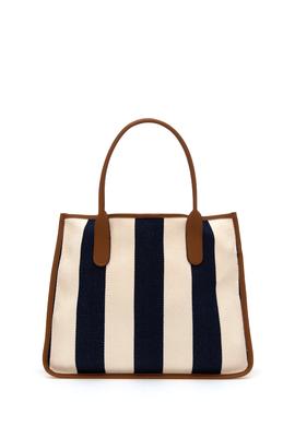 Kadın Lacivert Çizgili Makyaj Çantalı Kol Çantası - 50305001001