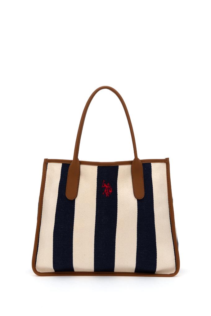 Kadın Lacivert Çizgili Makyaj Çantalı Kol Çantası