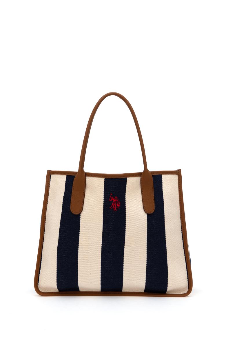 Kadın Lacivert Çizgili Makyaj Çantalı Kol Çantası