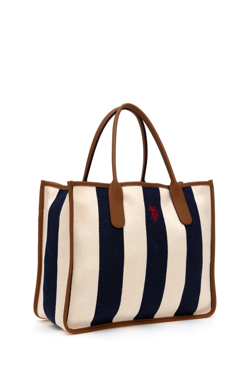 Kadın Lacivert Çizgili Makyaj Çantalı Kol Çantası