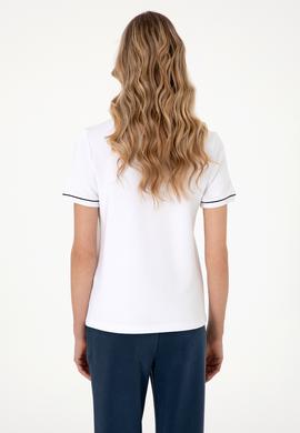 Kadın Beyaz Modal Karışımlı Bisiklet Yaka Tişört - 50312942014