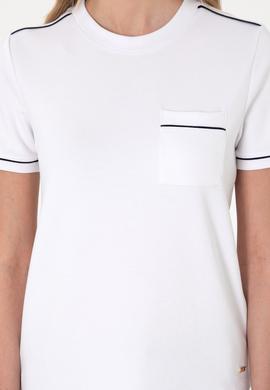 Kadın Beyaz Modal Karışımlı Bisiklet Yaka Tişört - 50312942014