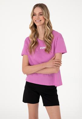 Kadın Fuşya Bisiklet Yaka Tişört - 50305824076