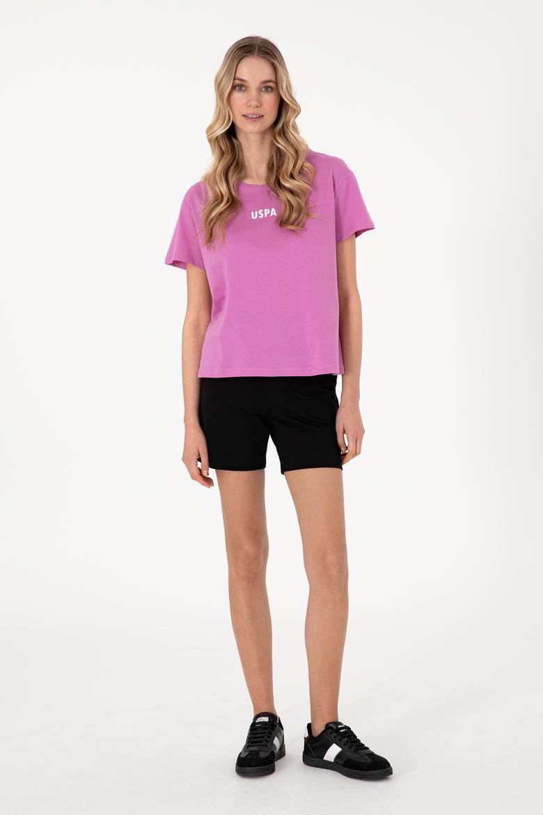 Kadın Fuşya Bisiklet Yaka Tişört - 50305824076