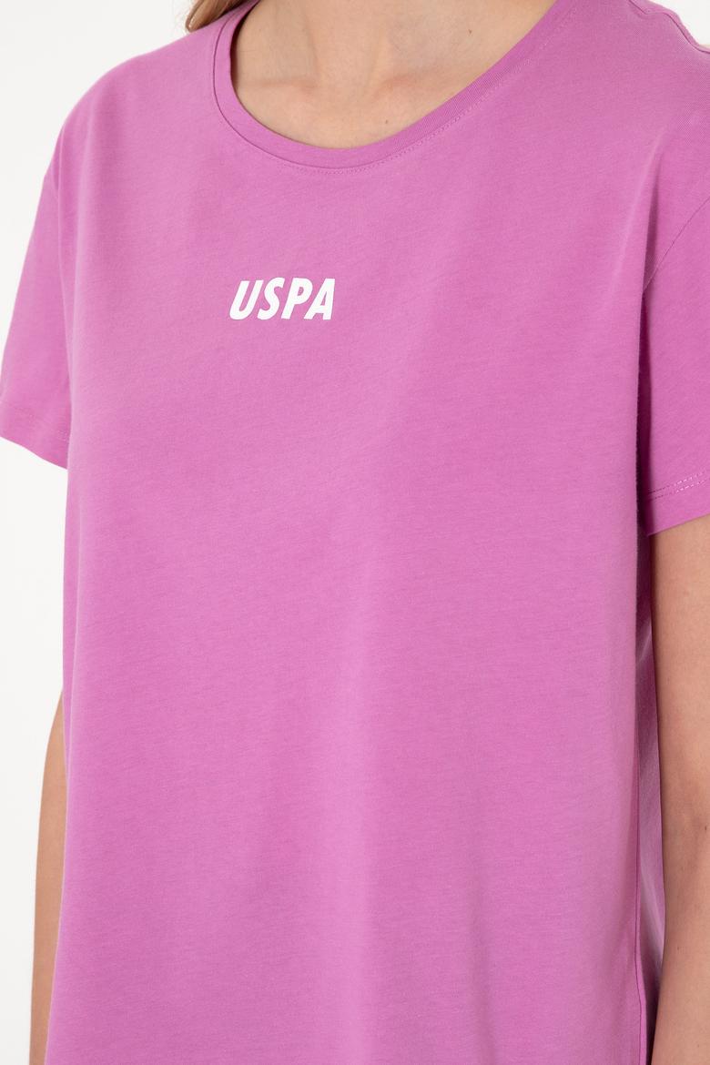 Kadın Fuşya Bisiklet Yaka Tişört - 50305824076