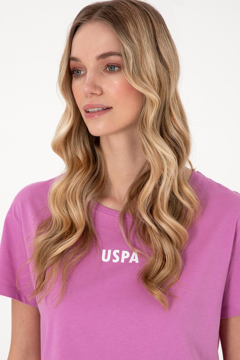 Kadın Fuşya Bisiklet Yaka Tişört - 50305824076