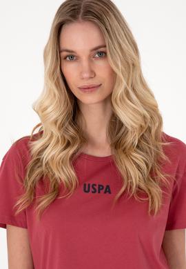 Kadın Vişne Bisiklet Yaka Tişört - 50305824057