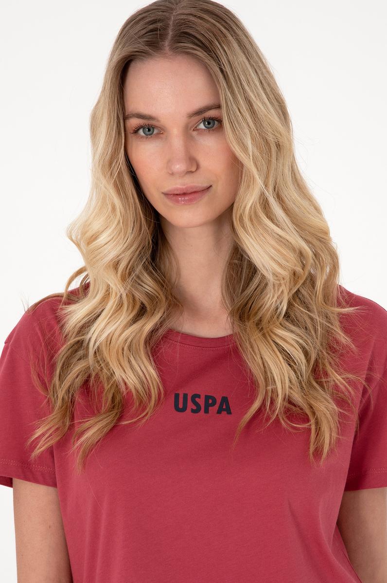 Kadın Vişne Bisiklet Yaka Tişört