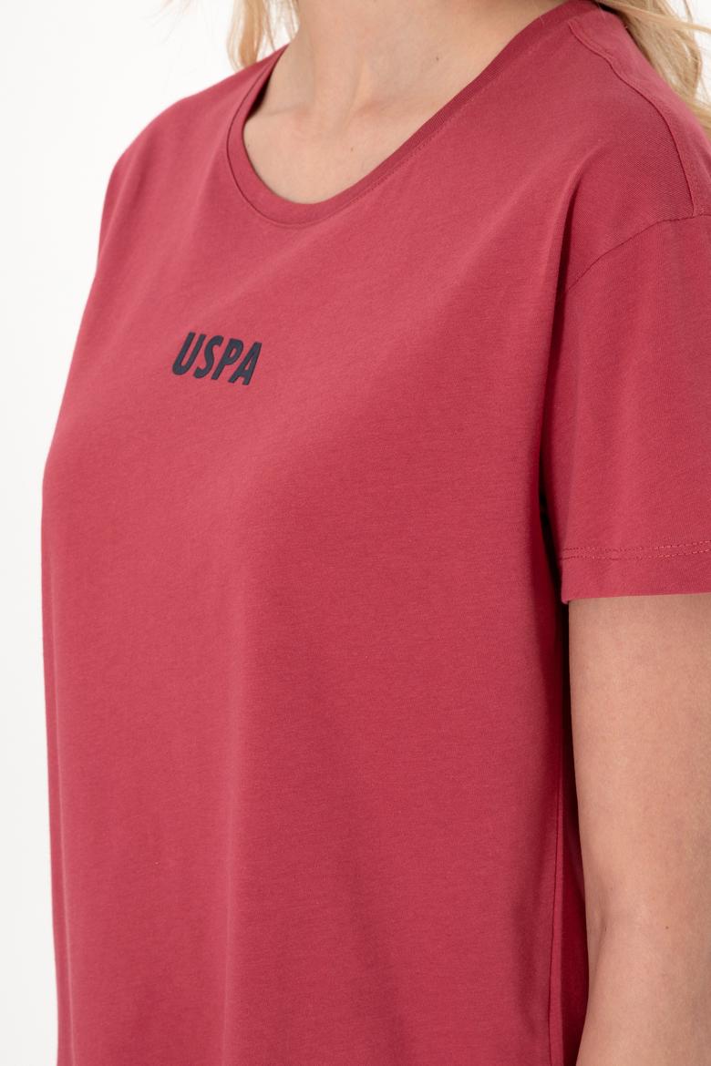 Kadın Vişne Bisiklet Yaka Tişört - 50305824057