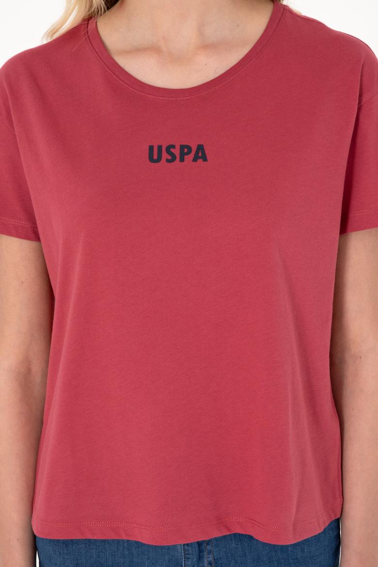 Kadın Vişne Bisiklet Yaka Tişört - 50305824057