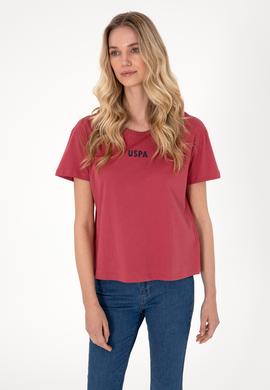 Kadın Vişne Bisiklet Yaka Tişört - 50305824057