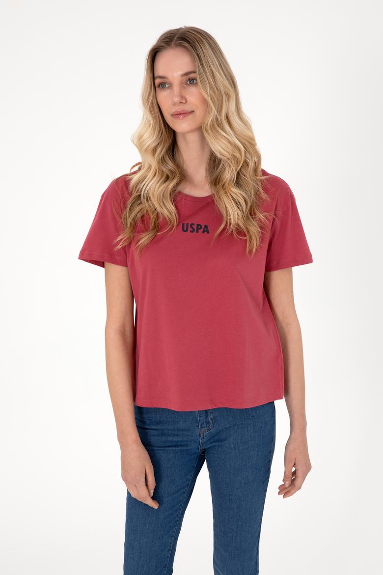 Kadın Vişne Bisiklet Yaka Tişört - 50305824057