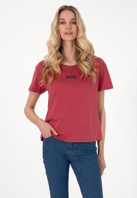 Kadın Vişne Bisiklet Yaka Tişört - 50305824057