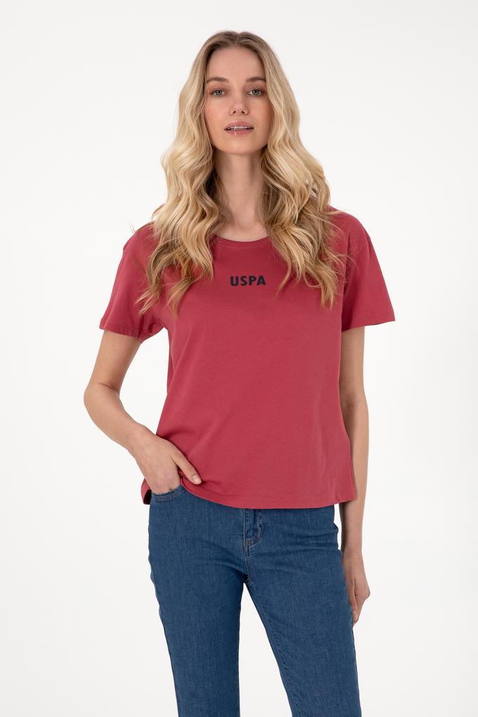 Kadın Vişne Bisiklet Yaka Tişört