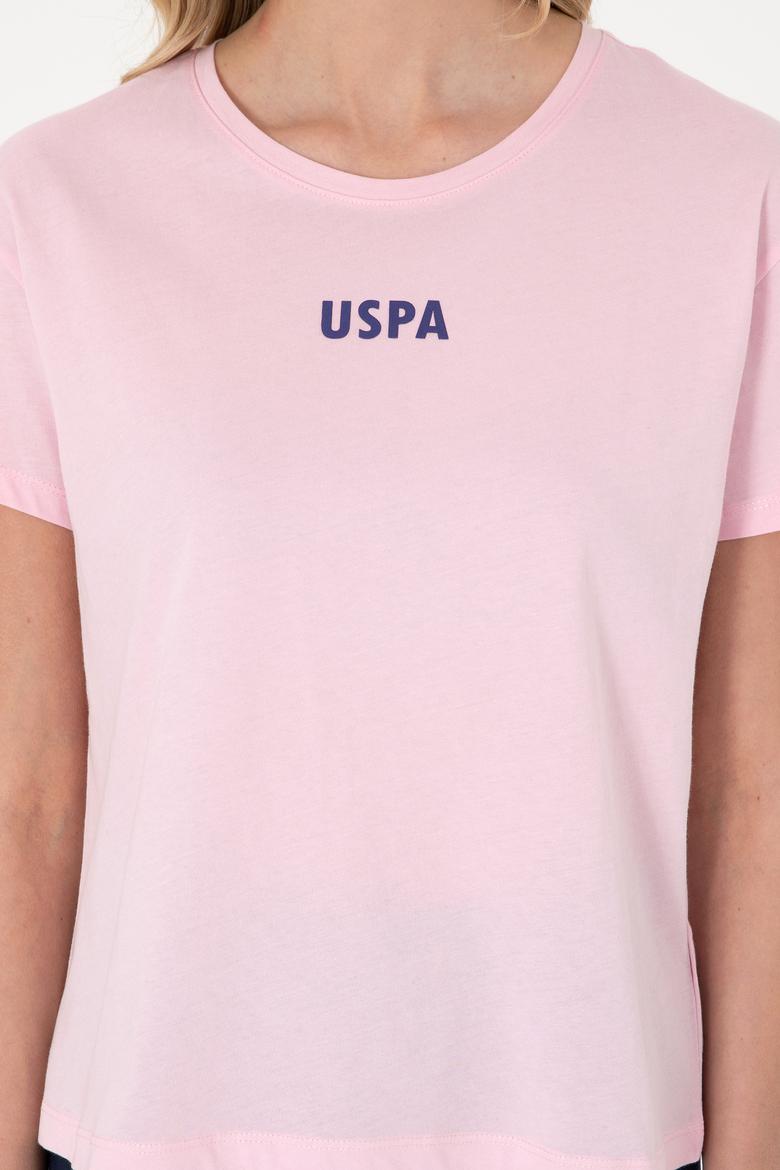 Kadın Açık Pembe Bisiklet Yaka Tişört - 50305824070