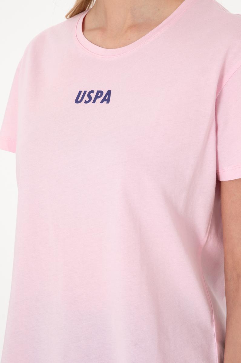 Kadın Açık Pembe Bisiklet Yaka Tişört