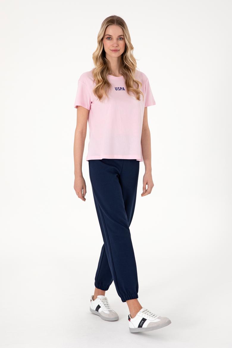 Kadın Açık Pembe Bisiklet Yaka Tişört - 50305824070