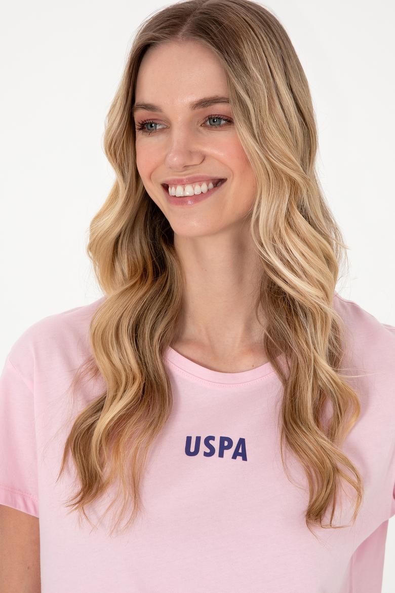 Kadın Açık Pembe Bisiklet Yaka Tişört - 50305824070