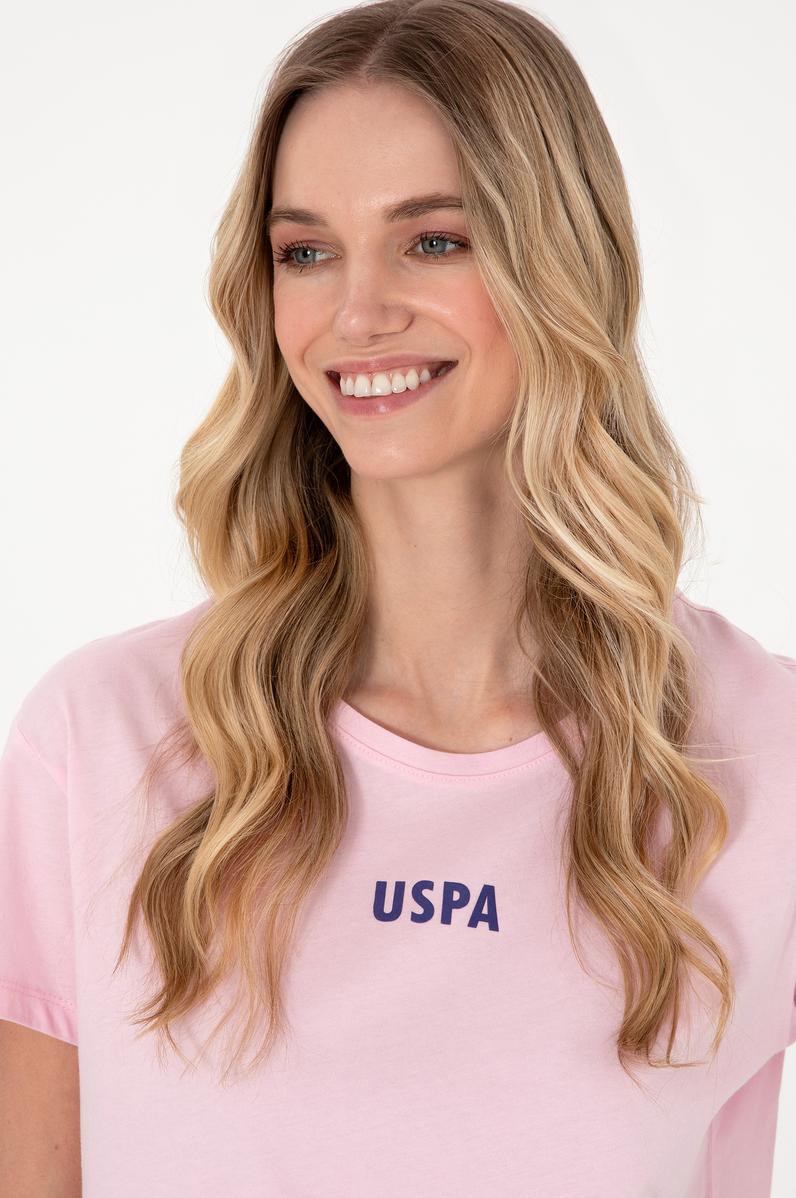 Kadın Açık Pembe Bisiklet Yaka Tişört